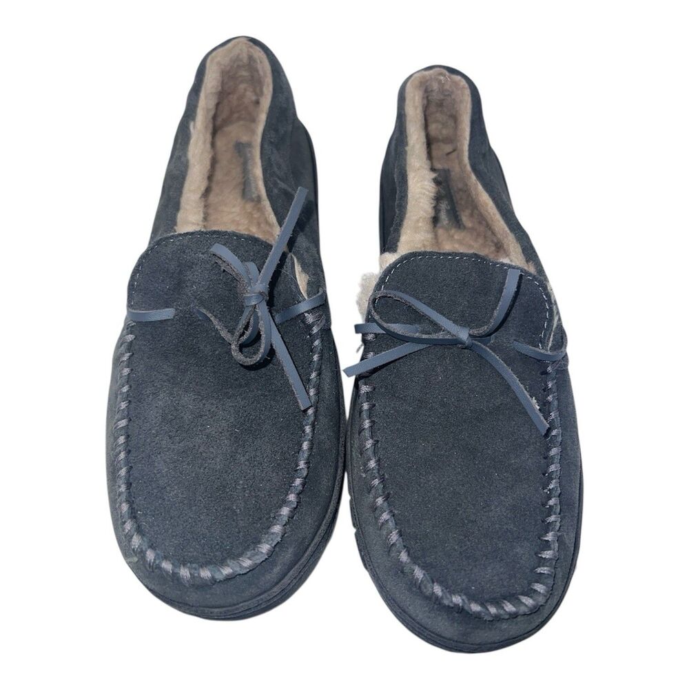 Eddie Bauer Cordova Slippers Mens Sz L 9.5-10.5 Grey Suede Warm Cabin Cozy Gorp - Picture 2 of 11